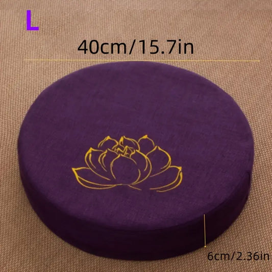 Lotus-Design Meditationsmatte aus lila Leinen