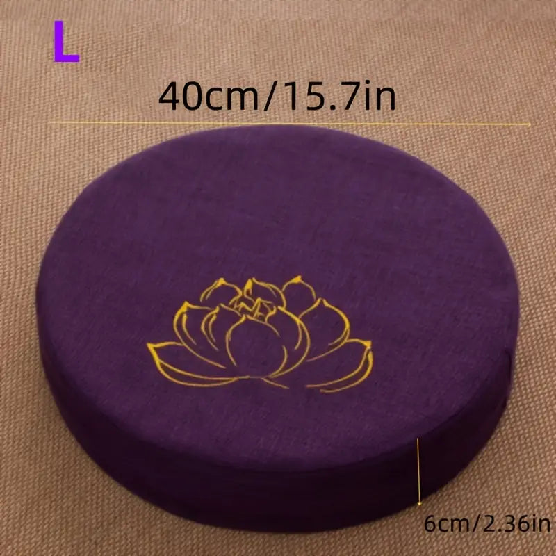 Lotus-Design Meditationsmatte aus lila Leinen