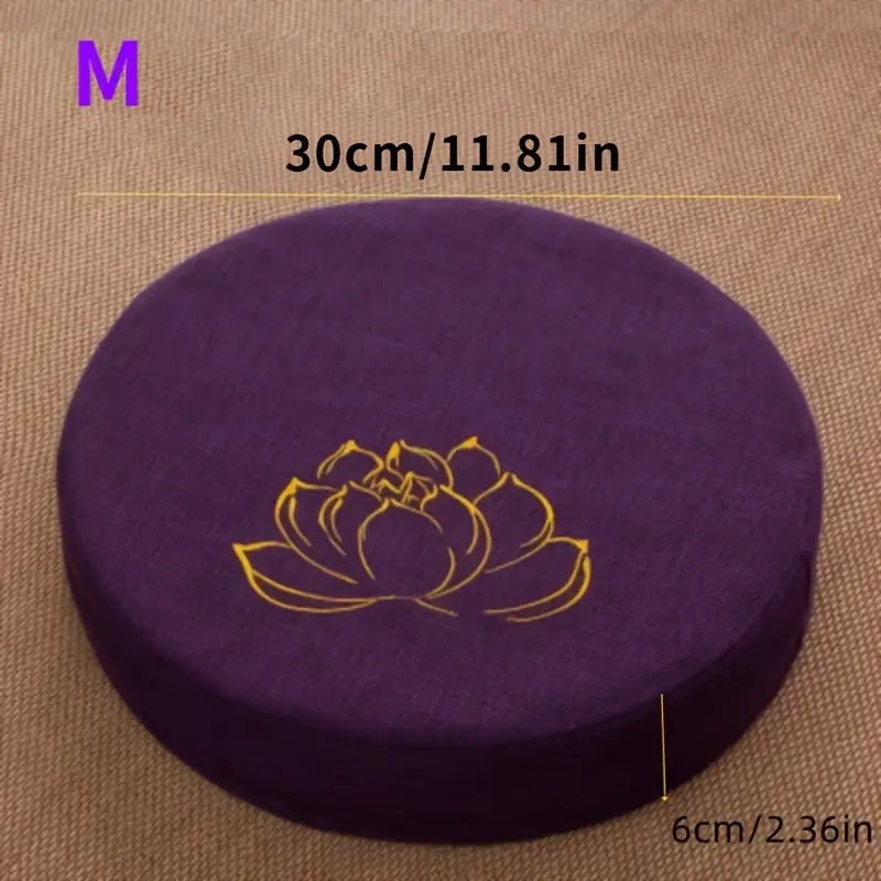 Lotus-Design Meditationsmatte aus lila Leinen